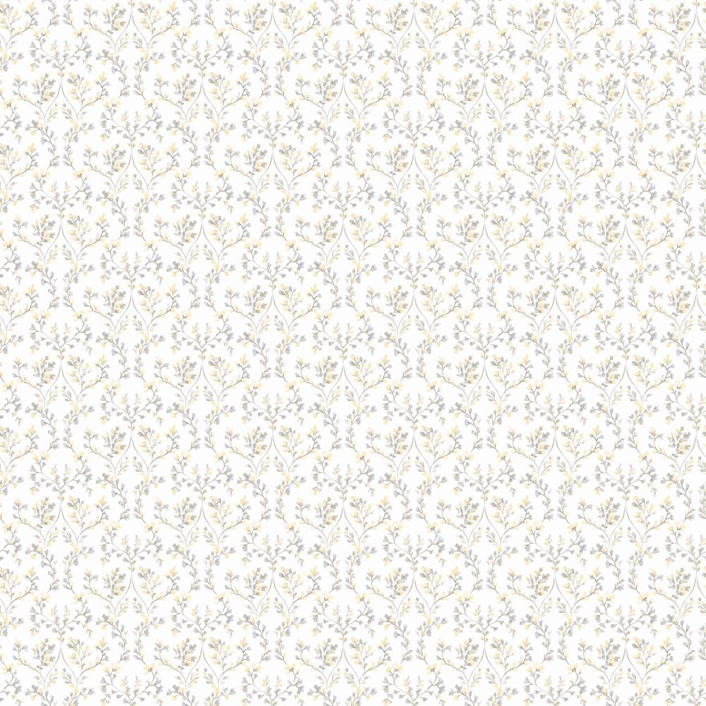 Galerie G56681 Ogee Floral Wallpaper in Grey, yellow
