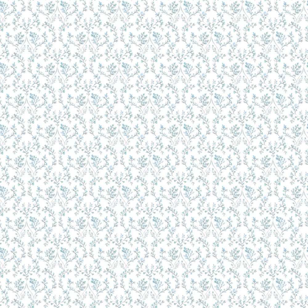 Galerie G56683 Ogee Floral Wallpaper in Teal, blue, beige