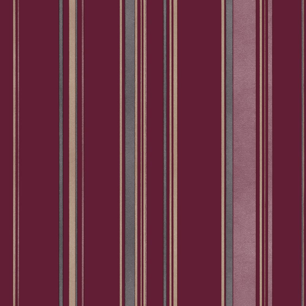 Galerie G68053 Casual Stripe Wallpaper in Cranberry, Taupe, Grey