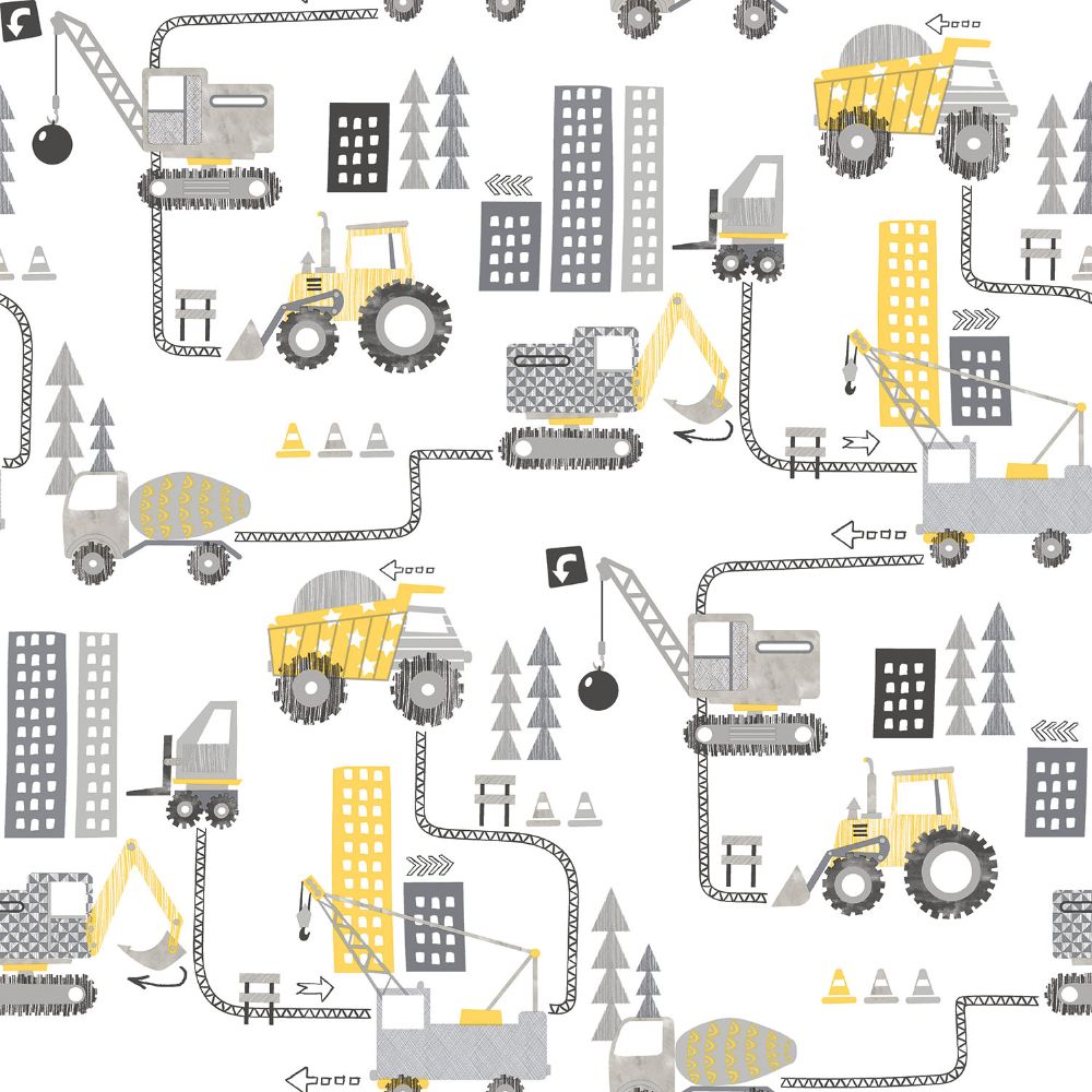 Galerie G78362 Construction Wallpaper in Yellow/Greige