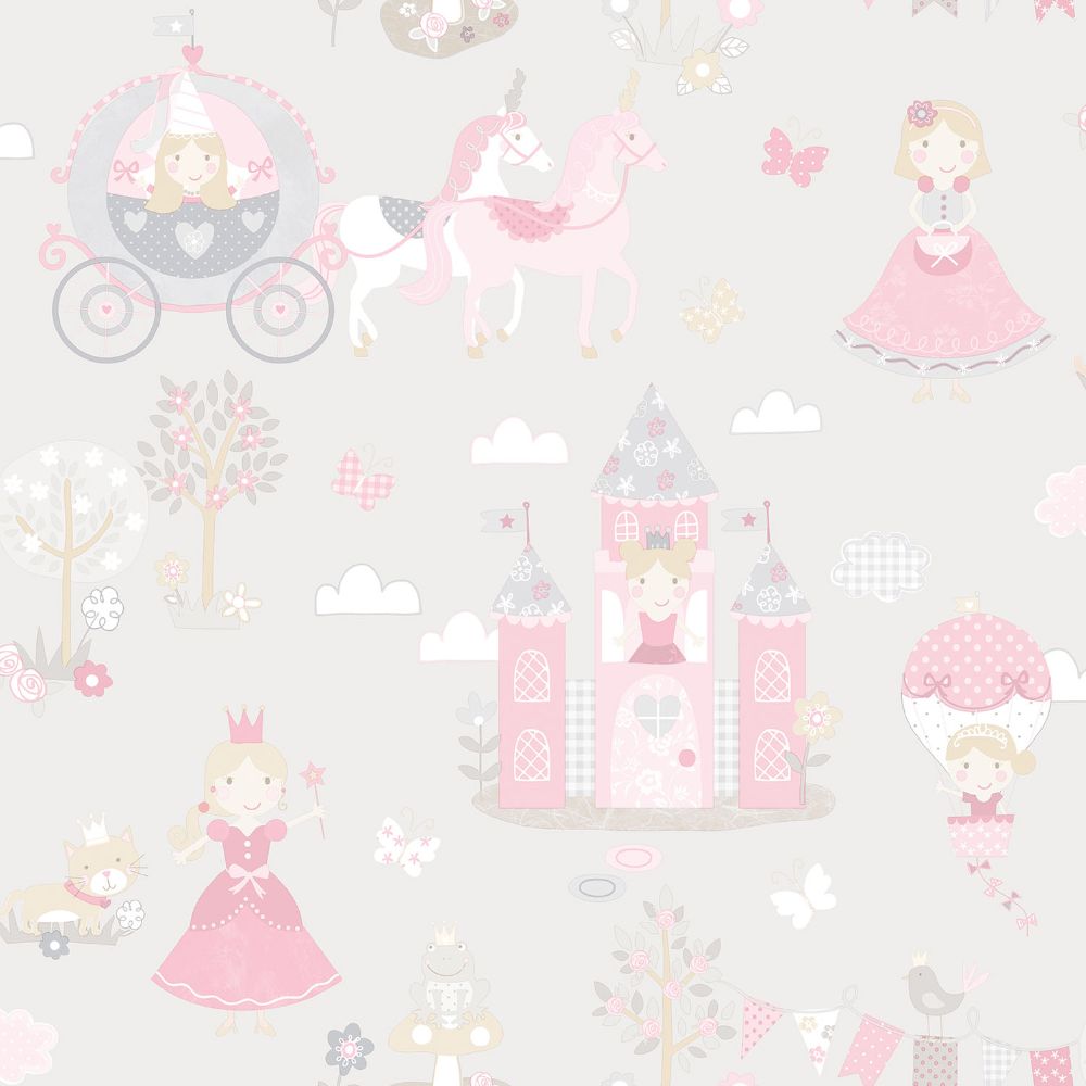 Galerie G78370 Fairytale Wallpaper in Grey/Pinks