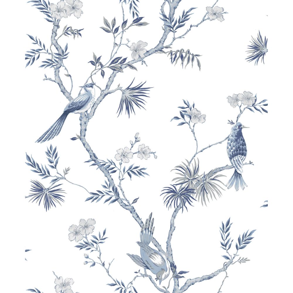 Galerie G78489 Classic Bird Trail Wallpaper in Blue, White