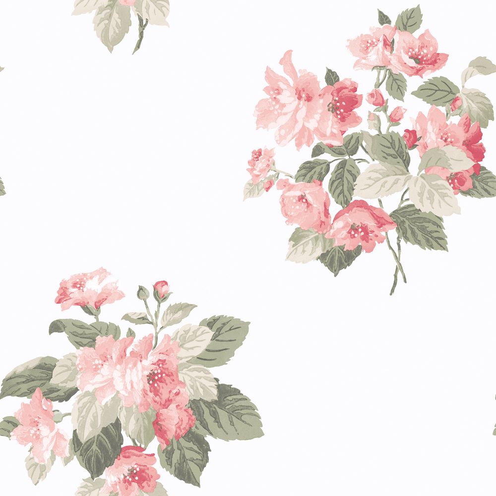Galerie G78499 Classic Bouquet Wallpaper in Pink, Sage Green, White Choke
