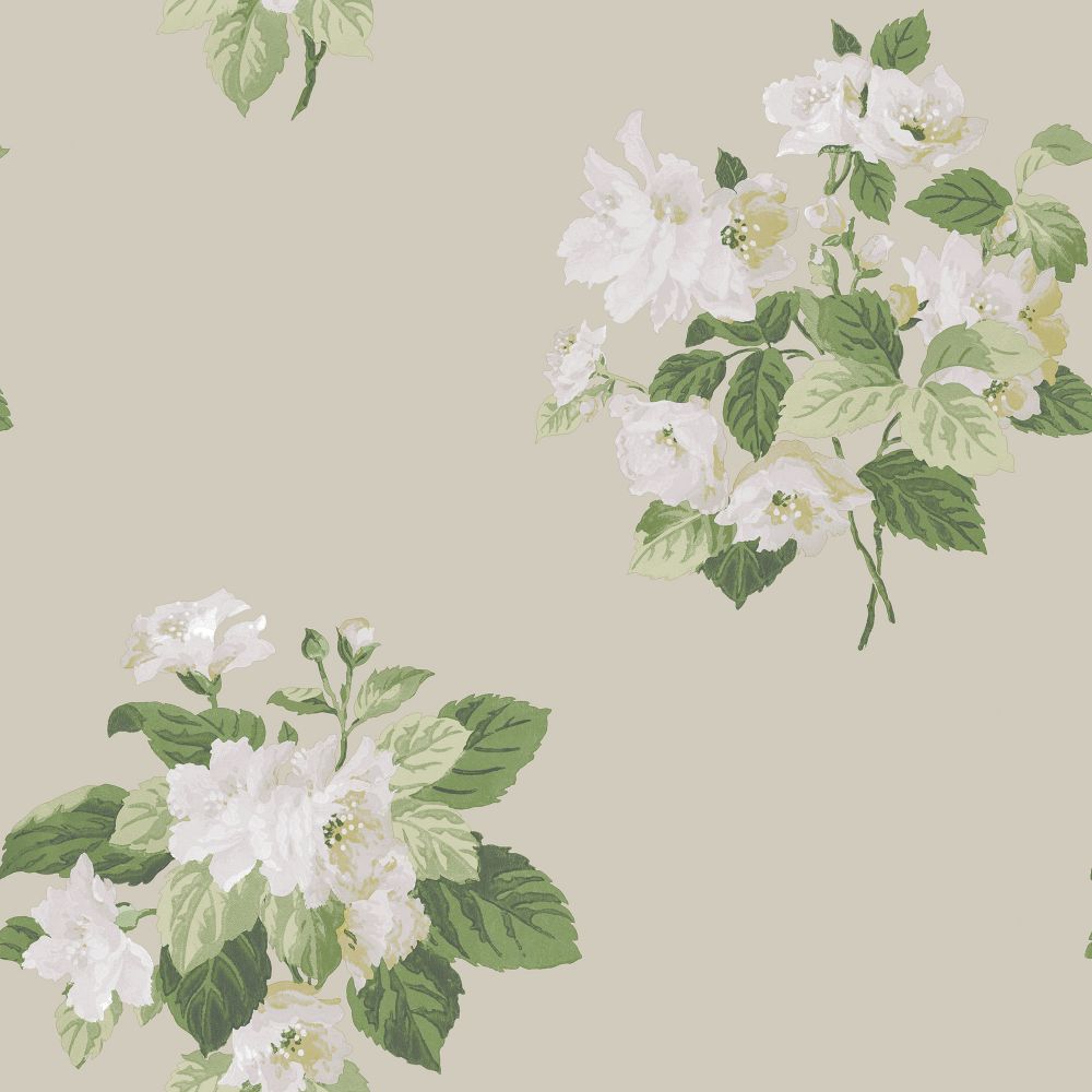Galerie G78500 Classic Bouquet Wallpaper in Taupe Choke, Greens
