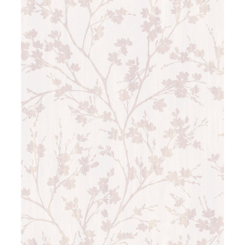 Galerie G78533 Wispy Branches Wallpaper in White Choke, Dusty Pinks