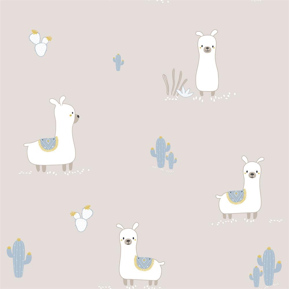 Galerie ND21129 Little Explorers Beige Blue Happy Llamas Wallpaper