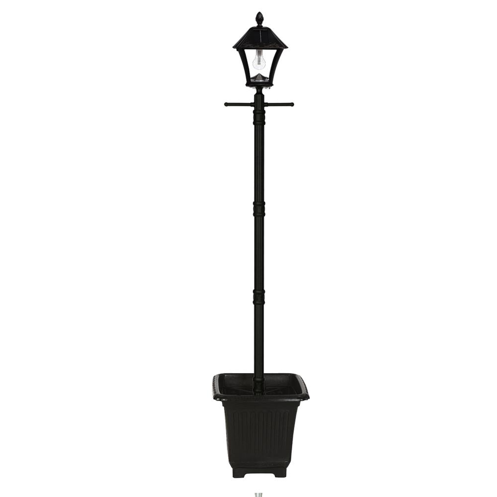 Gama Sonic 106BPLSG0 Baytown Bulb Solar Lamp Post with GS Solar LED Light Bulb - EZ  Anchor and Planter Base - Black Finish