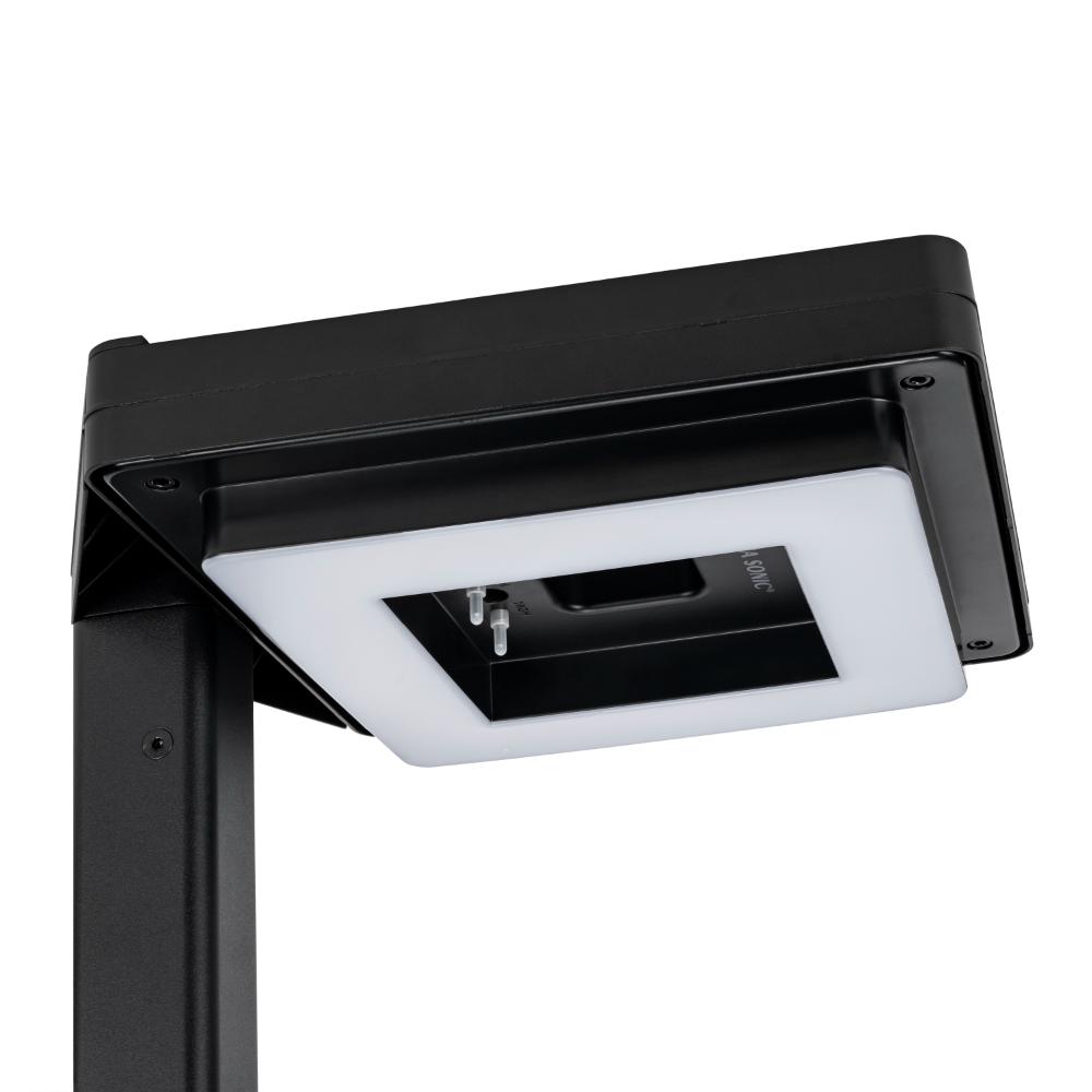 Gama Sonic 217i20001 Contemporary Square Solar Post light and accompanying 8ft modern square pole - Black