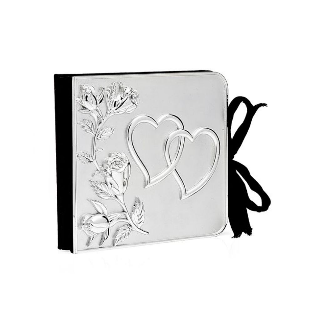 Godinger 12 Page Silver Plate Heart Design Wedding CD Holder in Grey