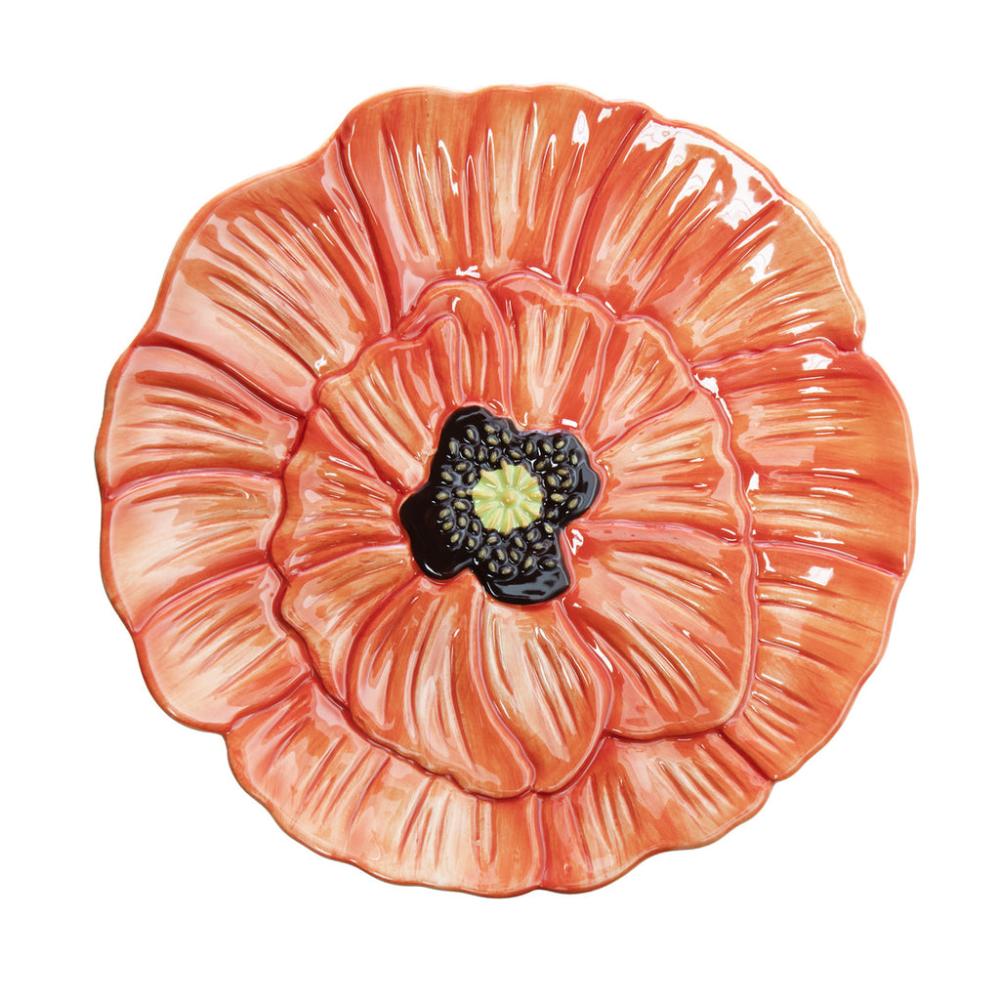 Godinger Red Poppy Flower Appetizer Plate