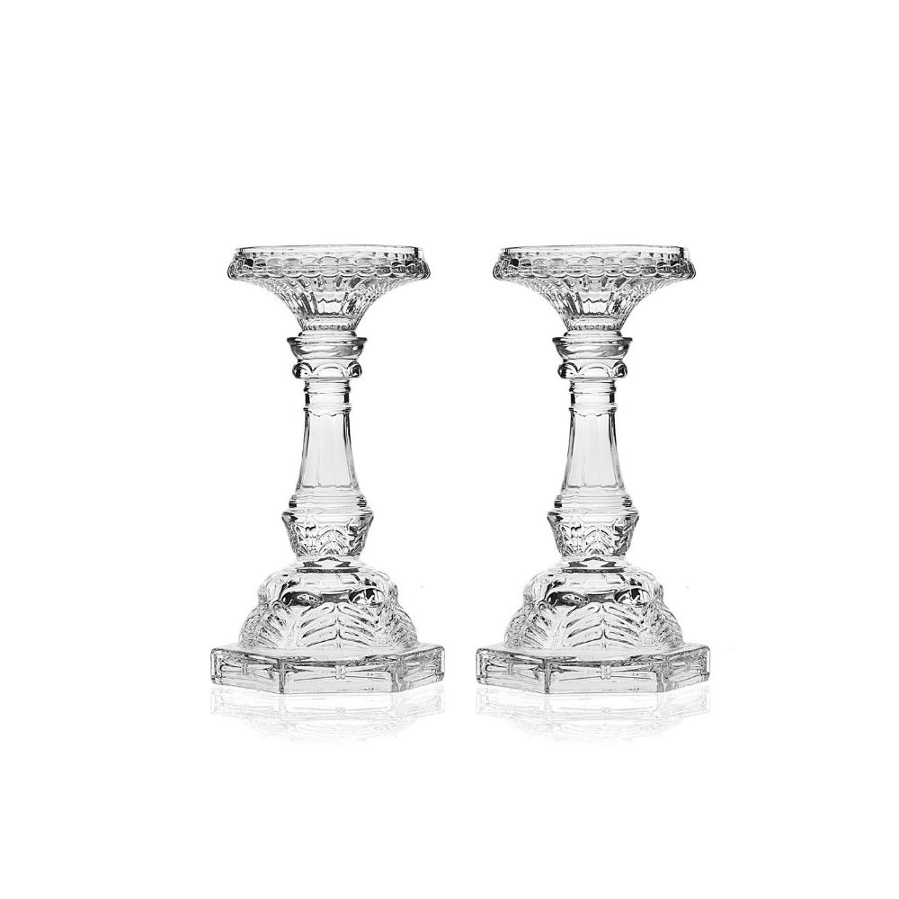 Godinger 8" Canterbury Pair of Candlestick in Clear