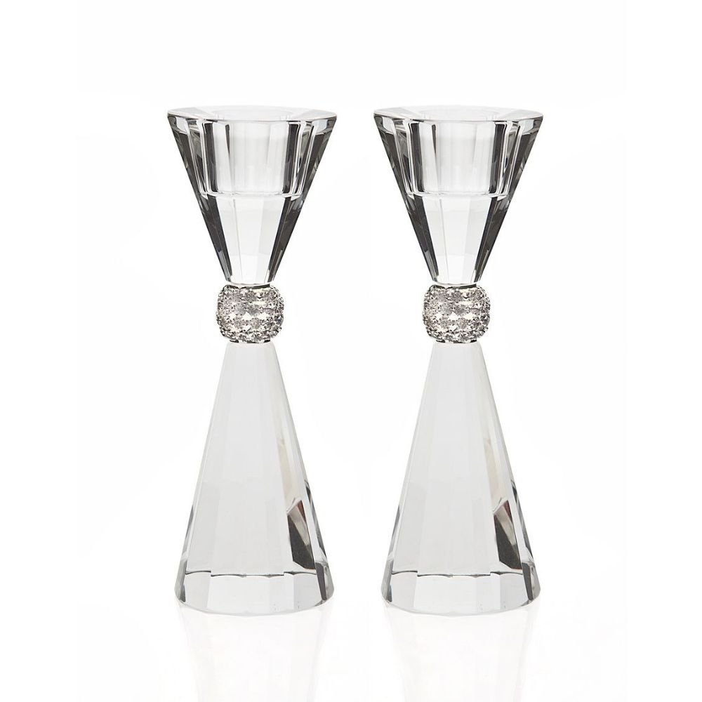 Godinger Palazzo 5.5" Bling Candle Stick Pair Set in Clear