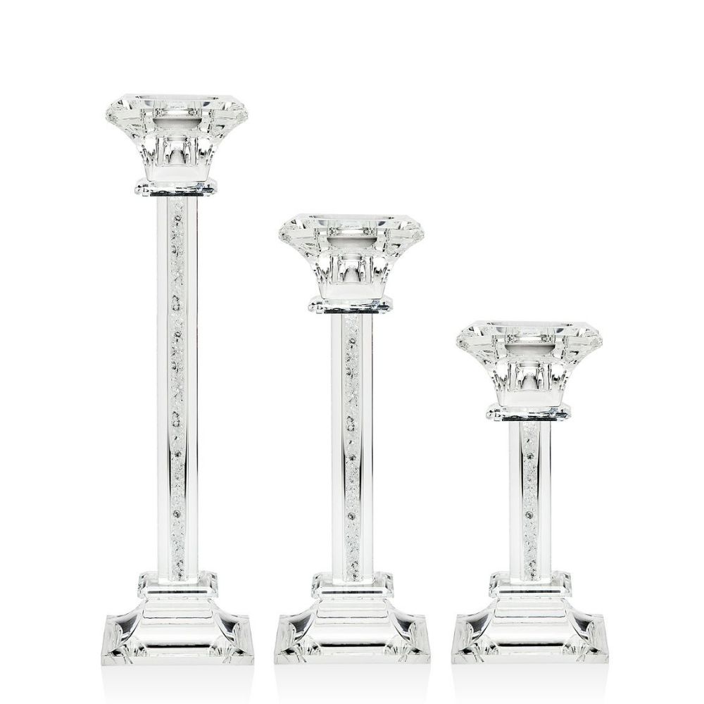 Godinger Galaxy Set of 3 Candlesticks in Clear