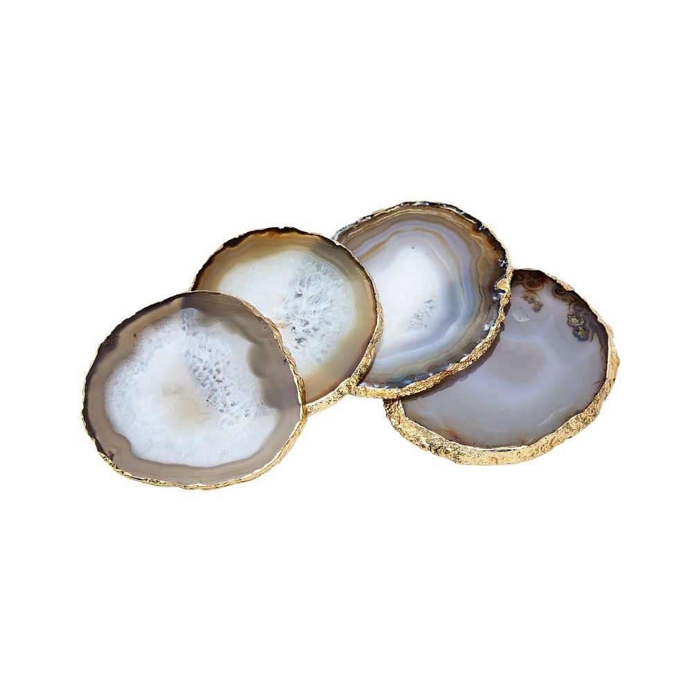 Godinger Set of 4 Agate Coasters in Brown