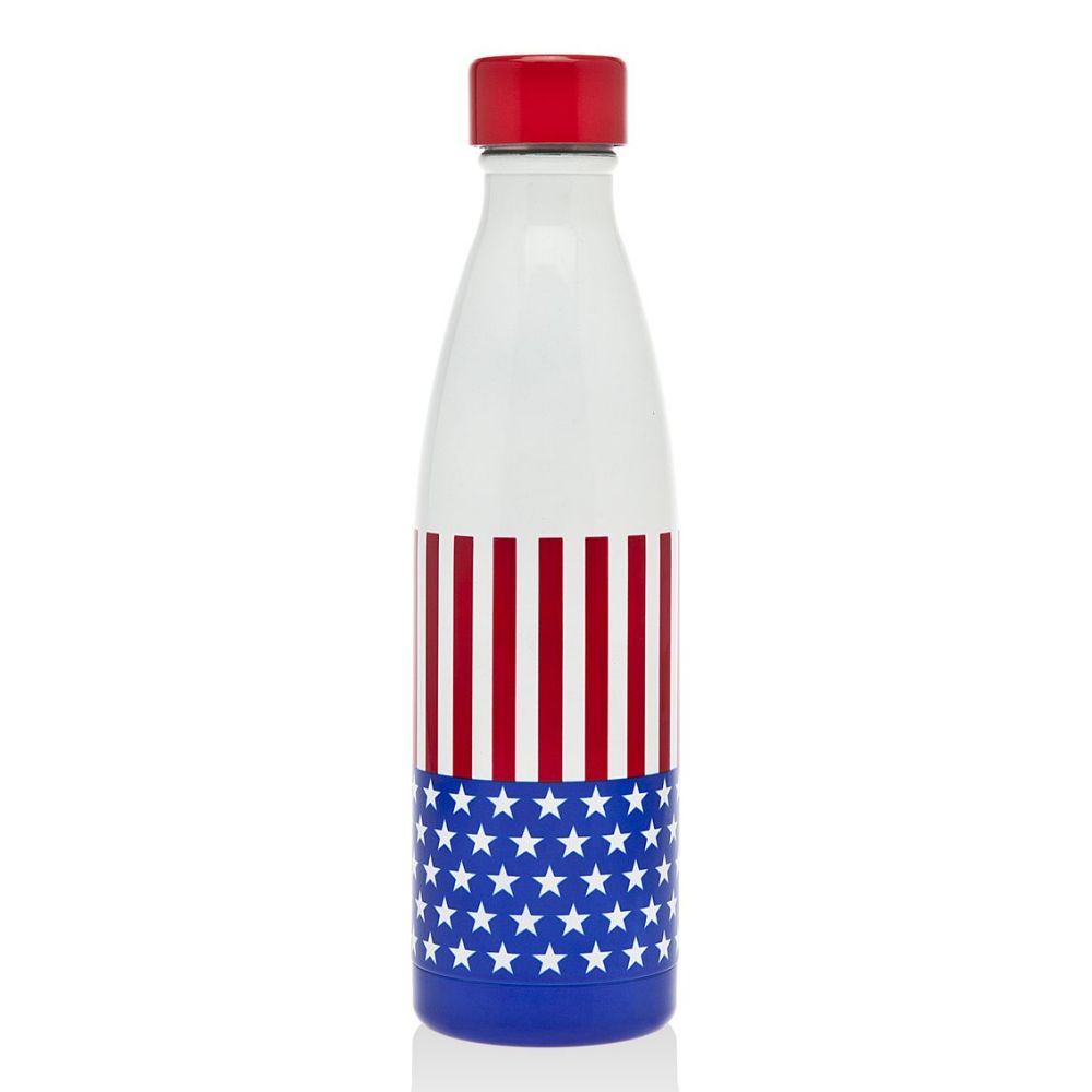 Godinger 17 Ounce US Flag Insulated Bottle in Blue