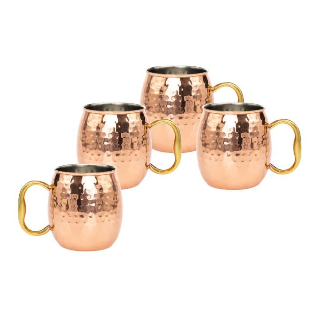 Godinger 20 Ounce Set of 4 Hammered Moscow Mule in Pink