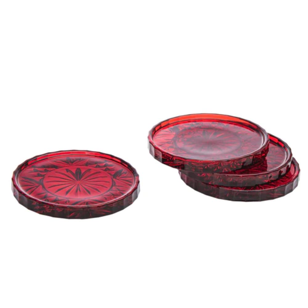 Godinger Dublin Red Set of 4 Coasters in Red