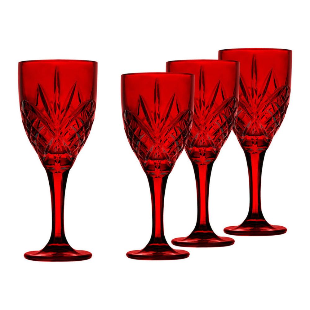 Godinger Dublin Crystal Red Goblet, Set of 4