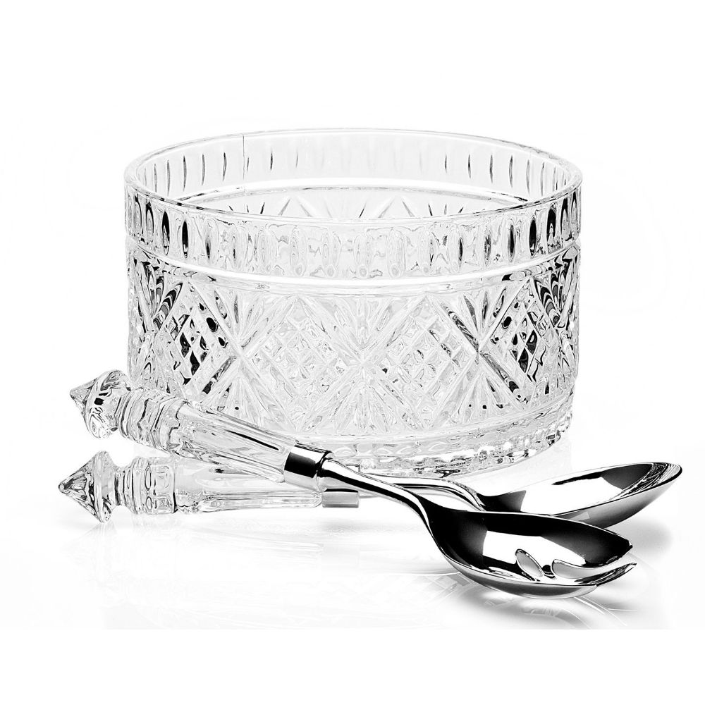 Godinger Dublin Salad Set with 2 Servers in Clear