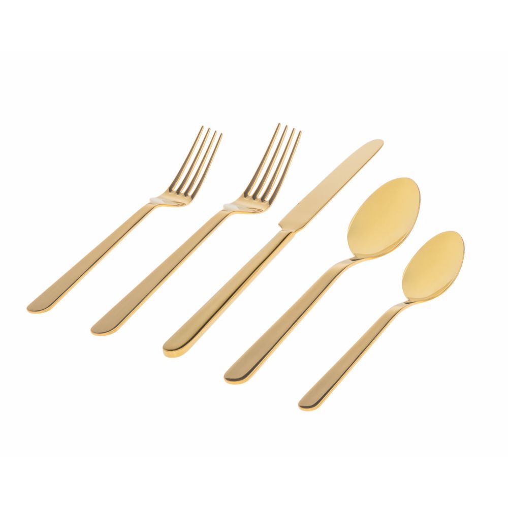 Godinger Lola Mirrored Gold 18/0 Stainless Steel 20 Piece Flatware Set, Service For 4