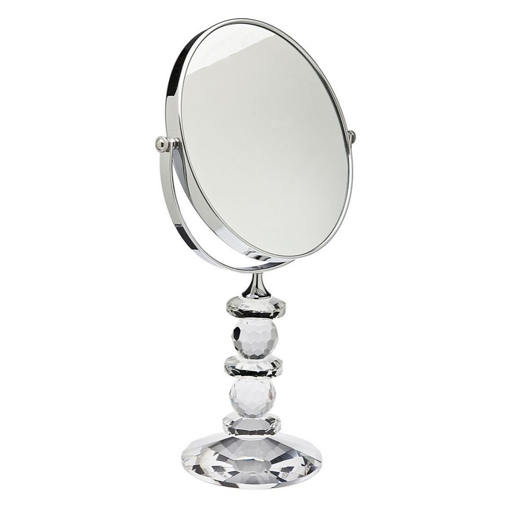 Godinger Faceted Crystal Mirror On Stand in Silver