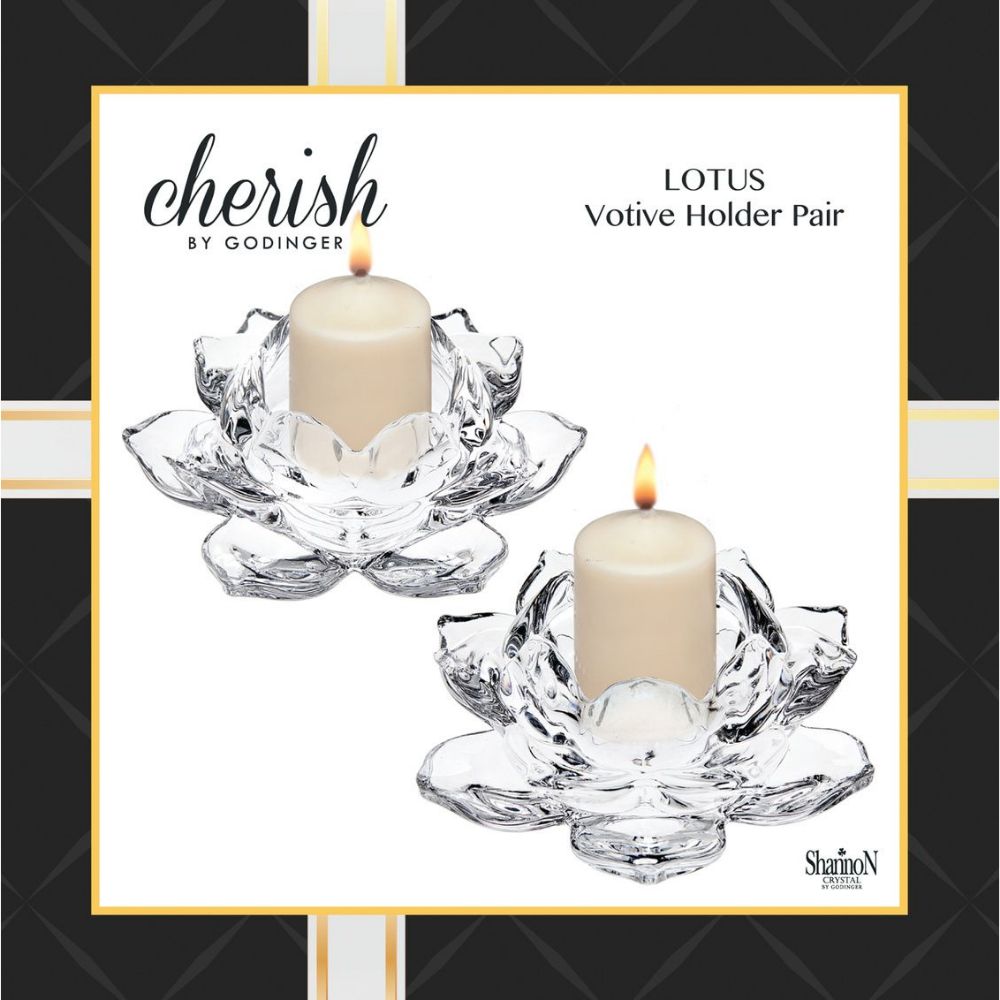 Godinger Giftables Lotus Votive Pair in Clear