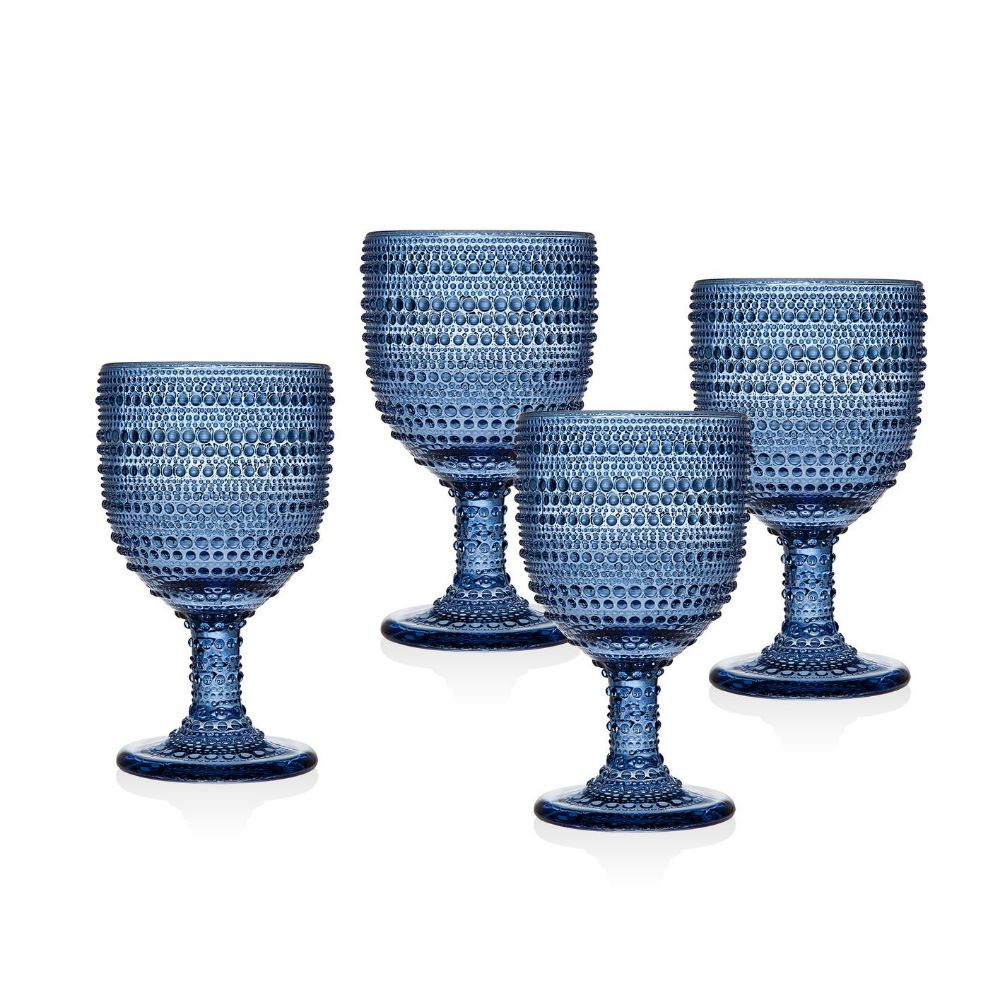 Godinger Set of 4 Lumina Goblet Glass in Blue