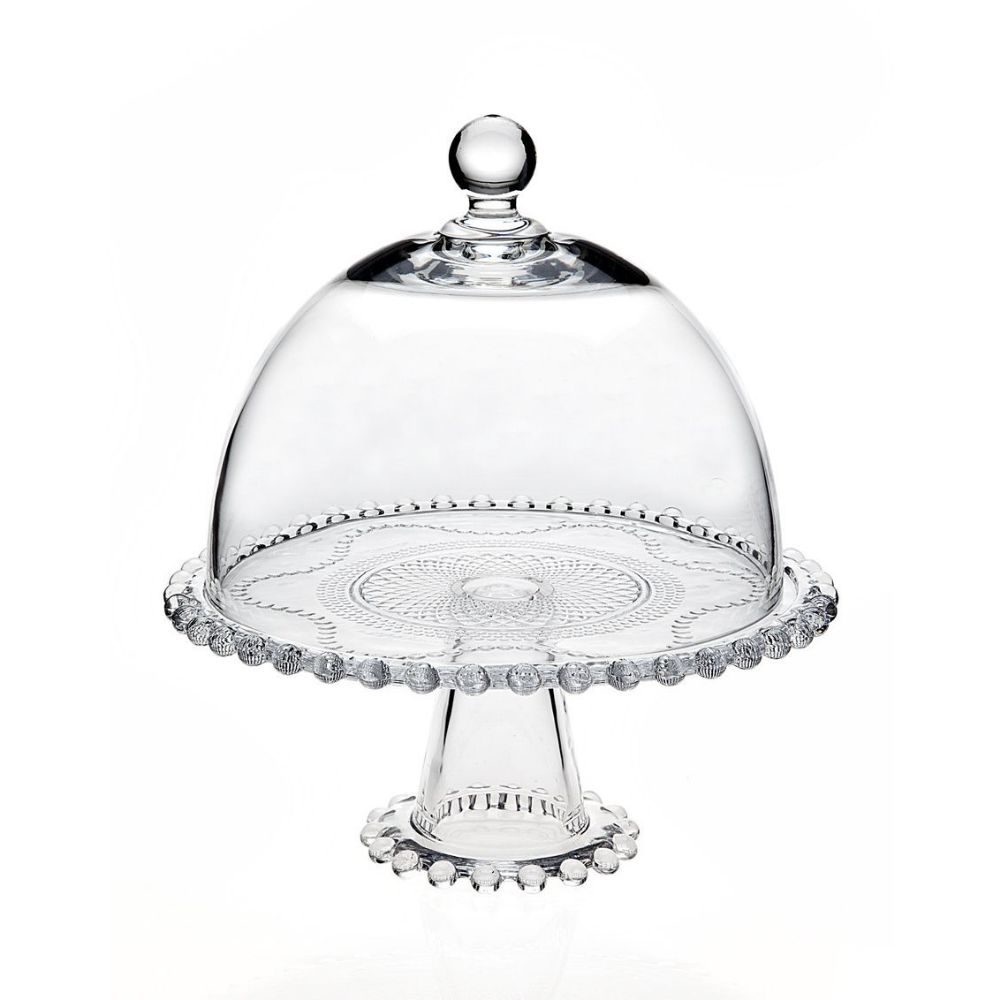 Godinger 10.25" Chesterfield Large Cake Stand & Dome in Clear