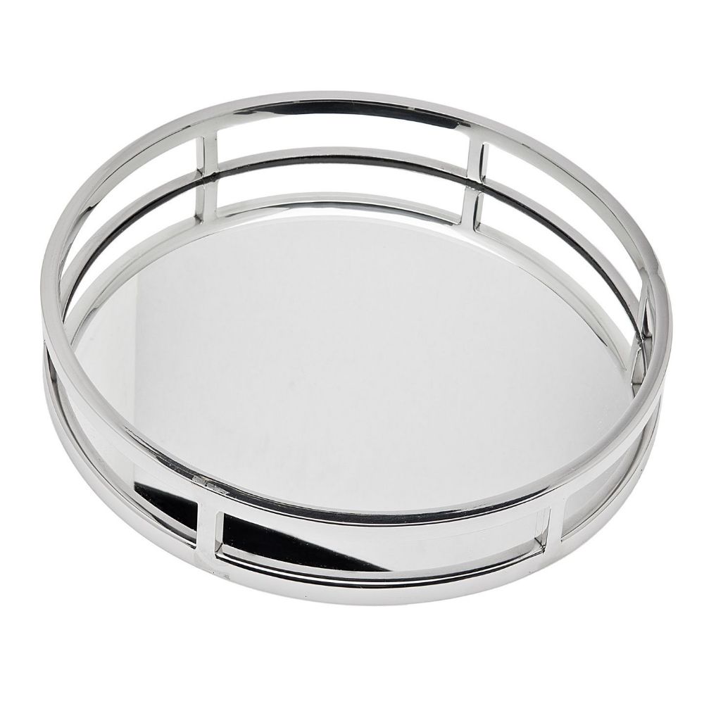 Godinger Aspen Large Round Gallery Tray in Silver