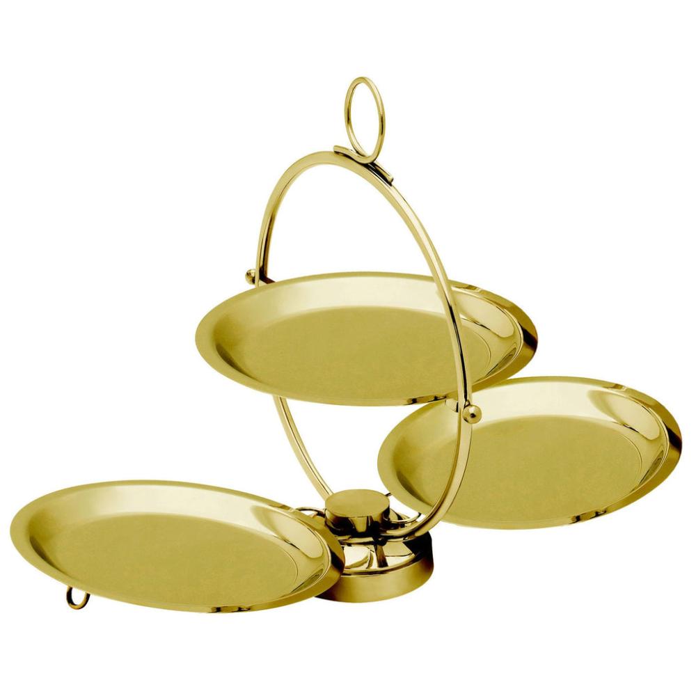 Godinger Round Gold Foldable Tiered Serving Stand