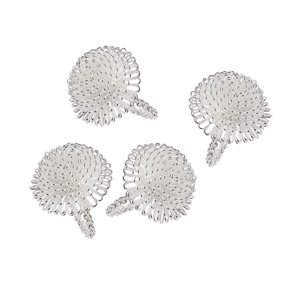 Godinger Set of 4 Aster Napkin Rings in Silver