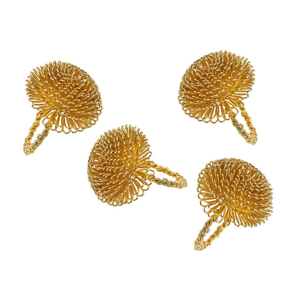 Godinger Set of 4 Aster Napkin Rings in Gold