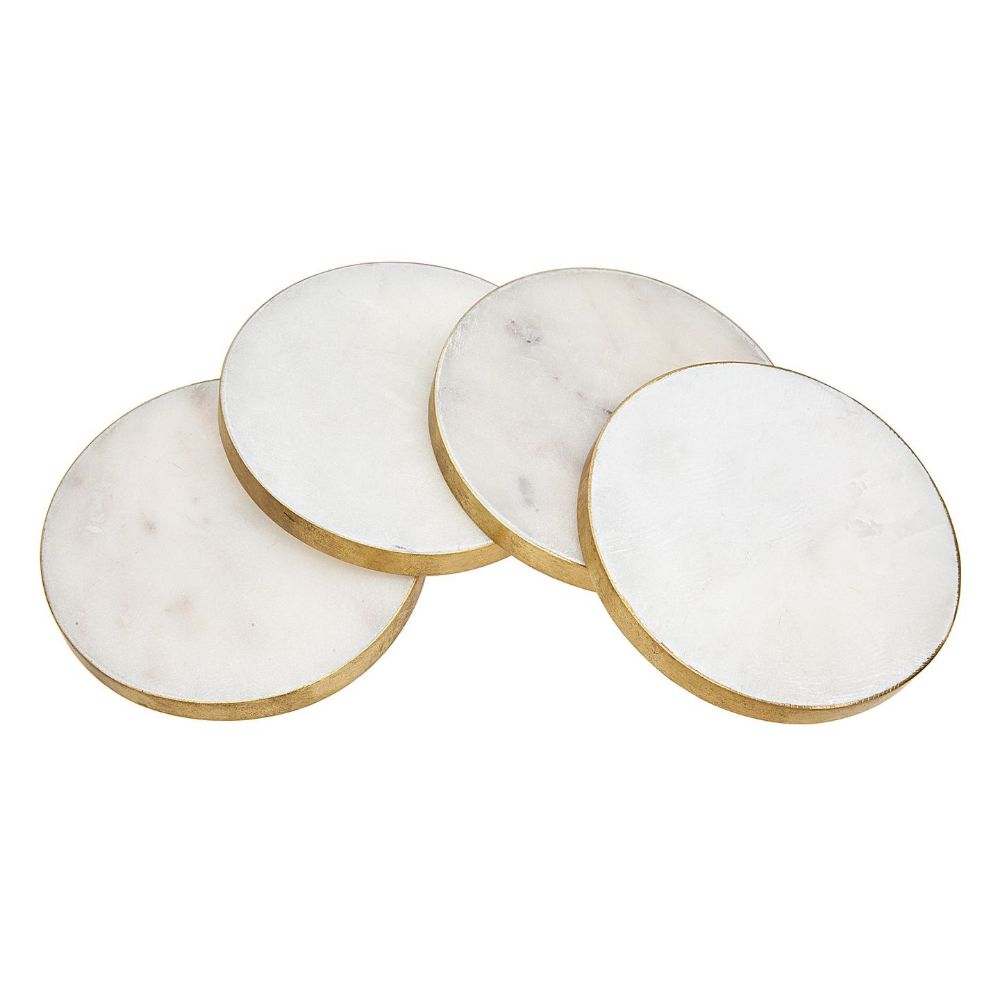 Godinger Set of 4 Marble Coasters in White