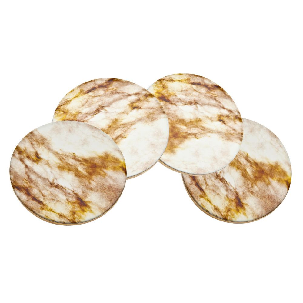Godinger Set of 4 Marble Coasters in Brown