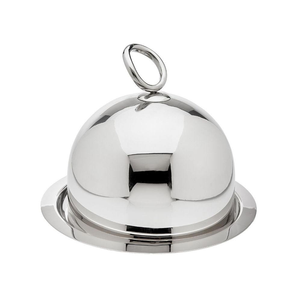 Godinger Ellipse Round Tray and Dome in Silver