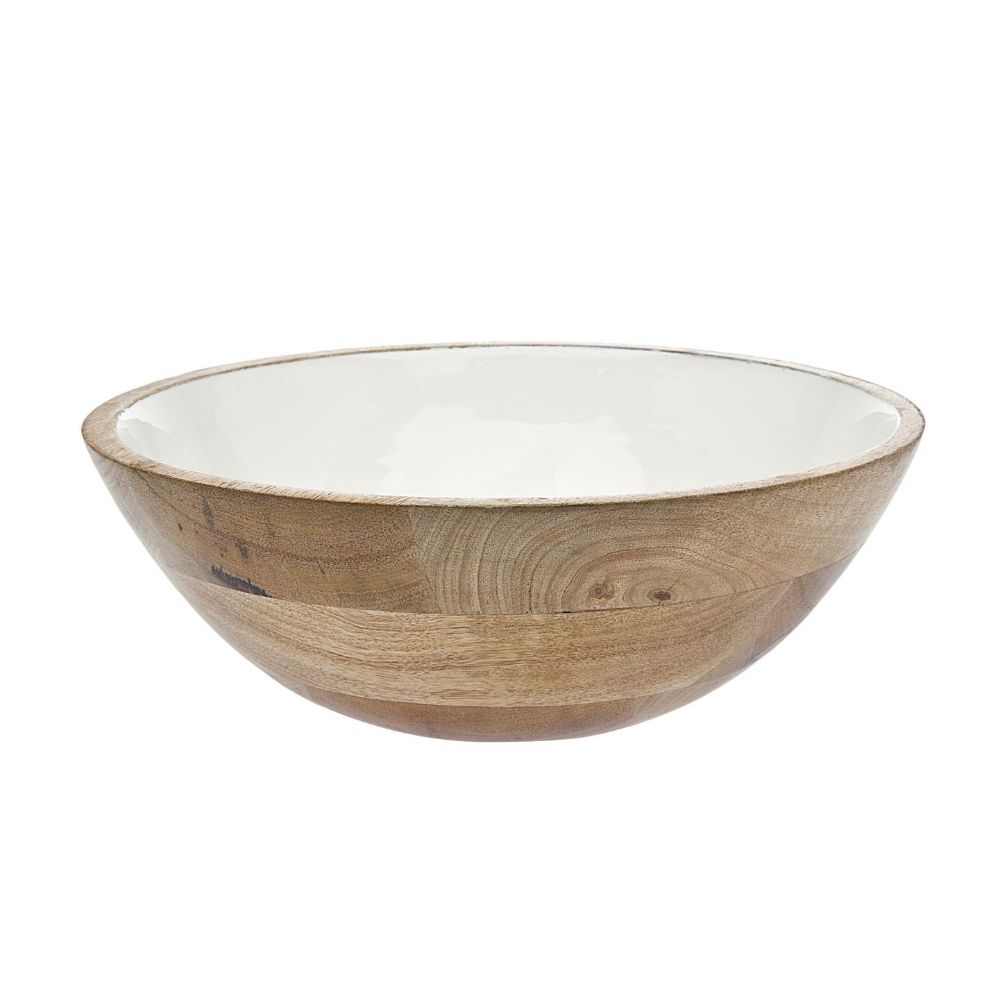 Godinger Wood Salad Bowl in White
