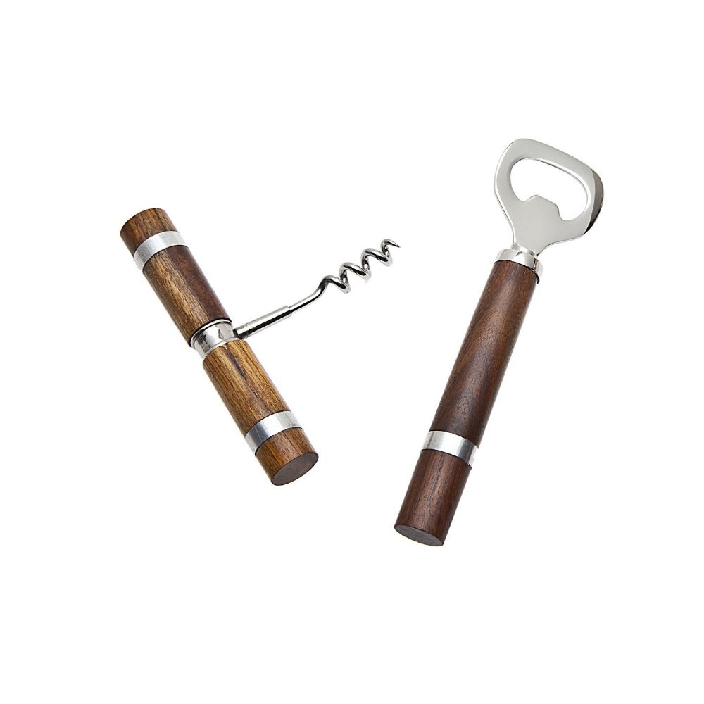 Godinger Set of 2 Wood Handle Corkscrew/Opener in Brown