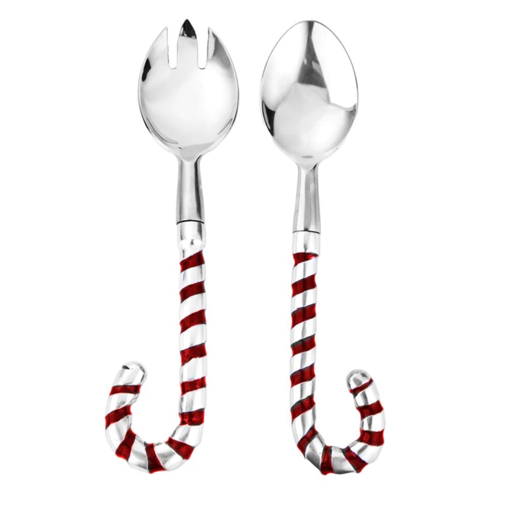 Godinger Candy Cane Salad Spoon/Fork in Silver