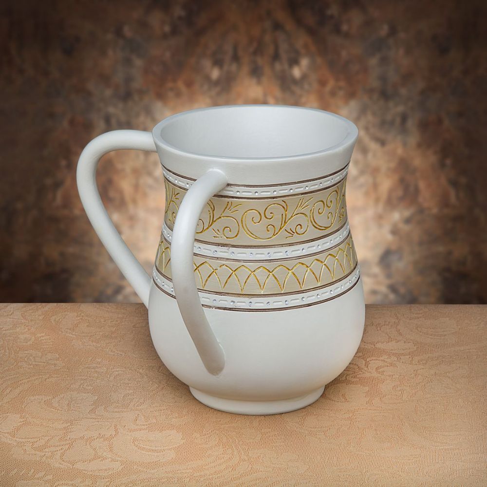 Godinger Scroll Resin Wash Cup in White