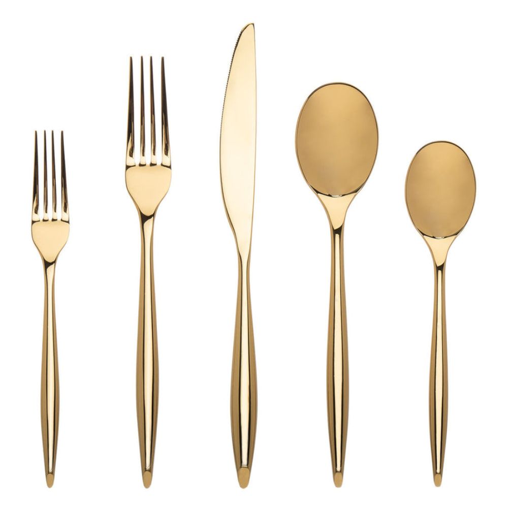 Godinger Milano Mirrored Gold 18/10 Stainless Steel 20 Piece Flatware Set, Service For 4