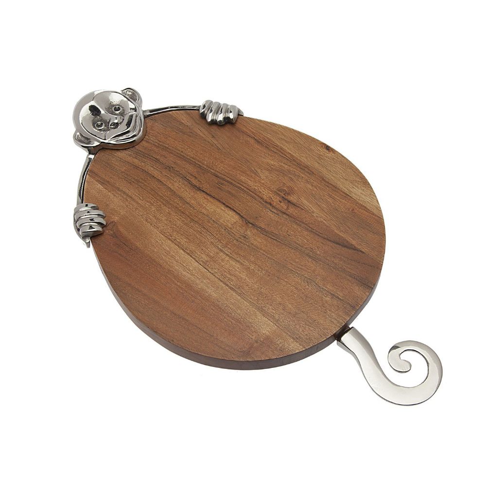 Godinger Monkey Cheese Board with Knife in Brown