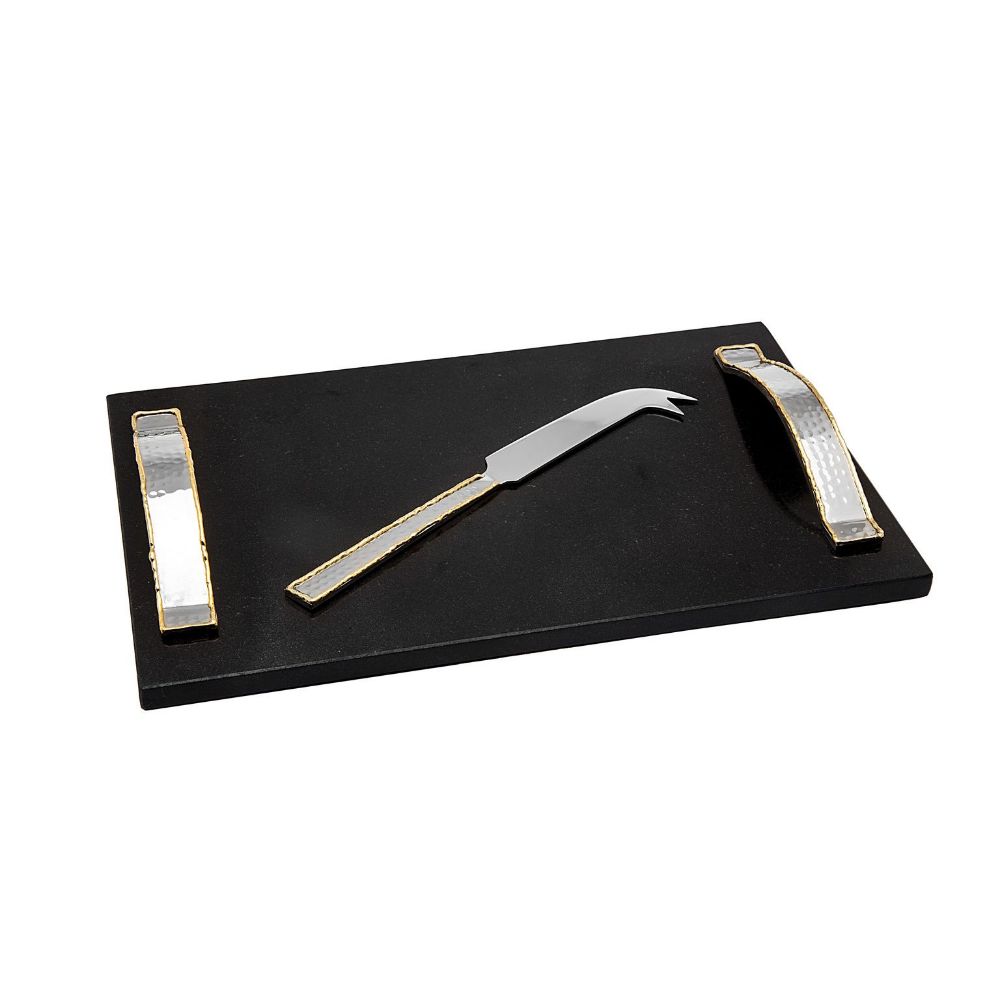 Godinger Artisan Loft Marble Board/Knife in Black