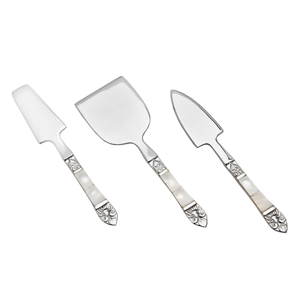 Godinger 3 Pc. Mother of Pearl Cheese in Silver