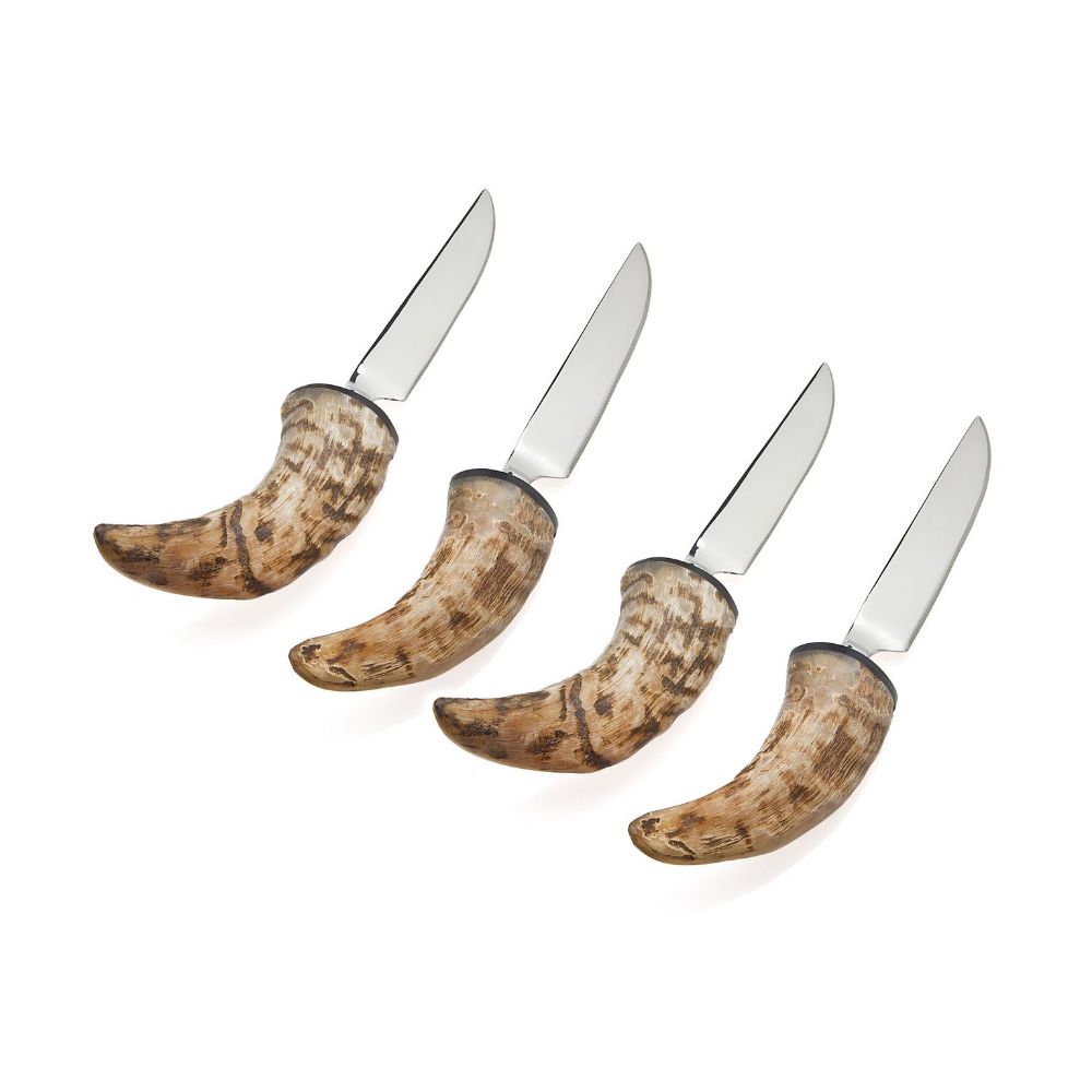 Godinger Natural Horn Set of 4 Steak Knives in Brown