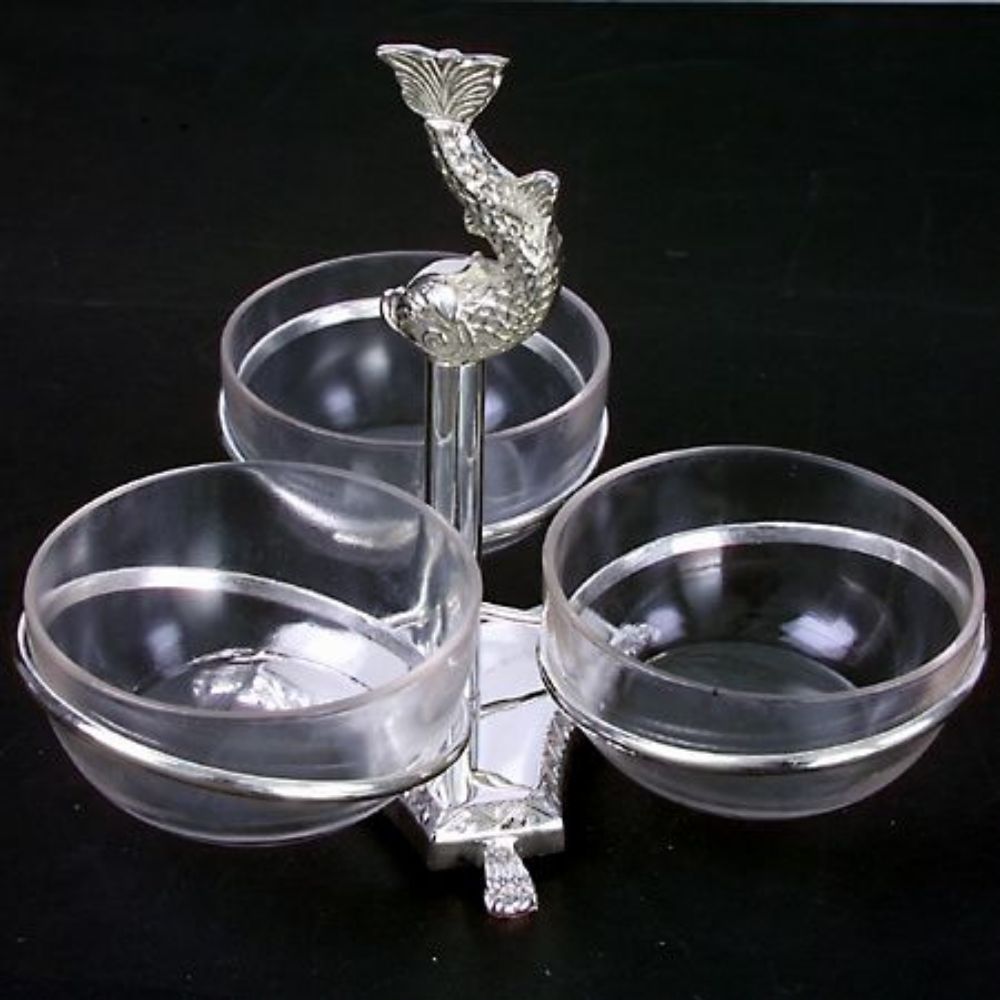 Godinger Dolphin 3 Bowl Stand in Clear