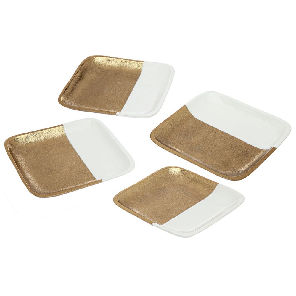 Godinger Russo Gold and Enamel Dessert Plate, Set of 4