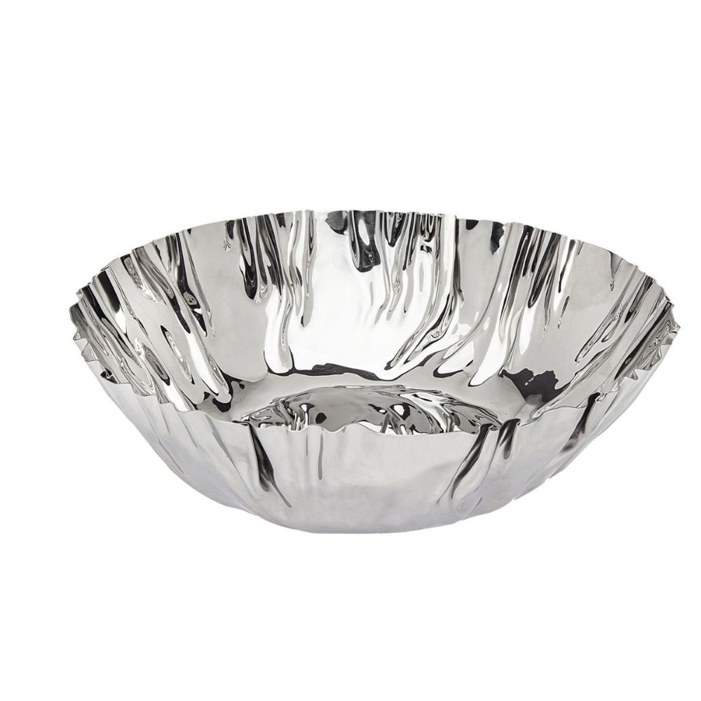 Godinger 13 x 7 Crumpled Edge Oval Bowl in Silver