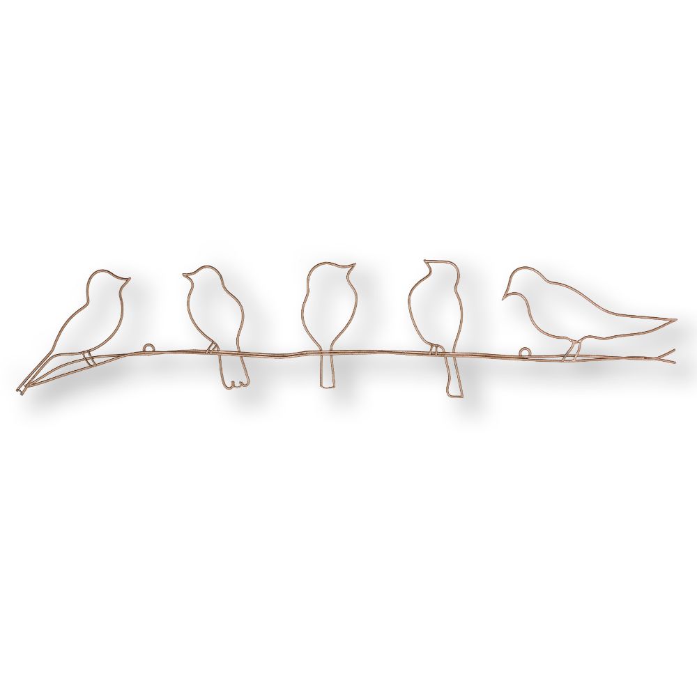 Art For The Home 104040 Soft Rose Gold Bird On A Wire Metal Wall Art