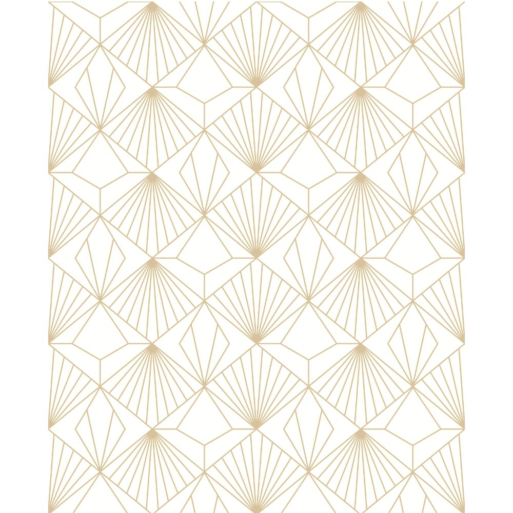 Sublime 105979 Kabuki Diamond White and Gold Removable Wallpaper