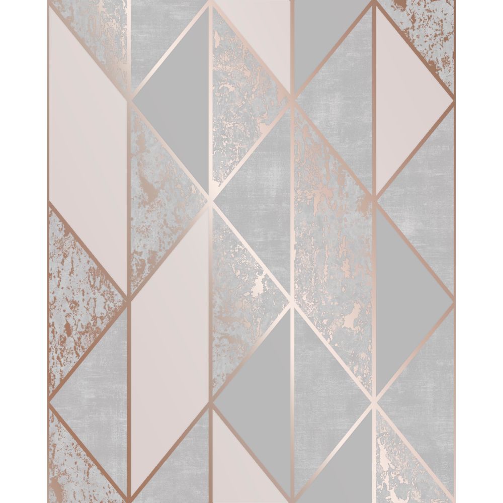 Superfresco 106407 Milan Geo Rose Gold and Grey Removable Wallpaper